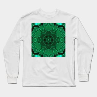 Cartoon Mandala Flower Green Long Sleeve T-Shirt